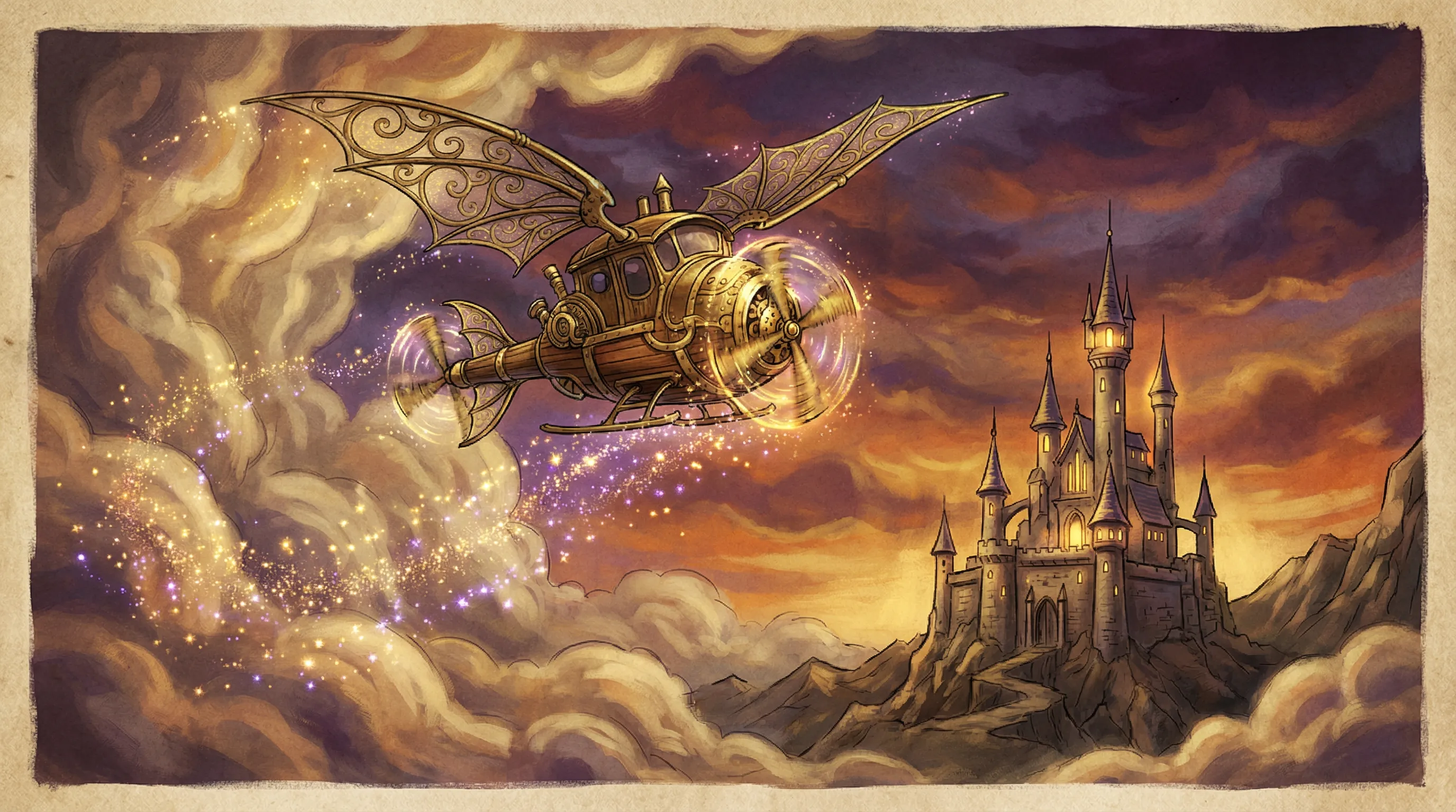 Avião mágico voando nas nuvens encantadas do Vaidebet